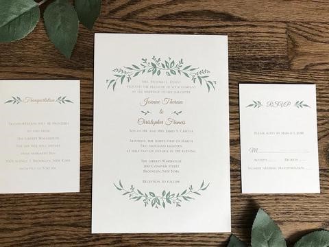 Bold fonts on the invitation, Response card and inserts.