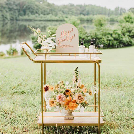 Sanitizer Station idea for Covid-19 wedding guests.