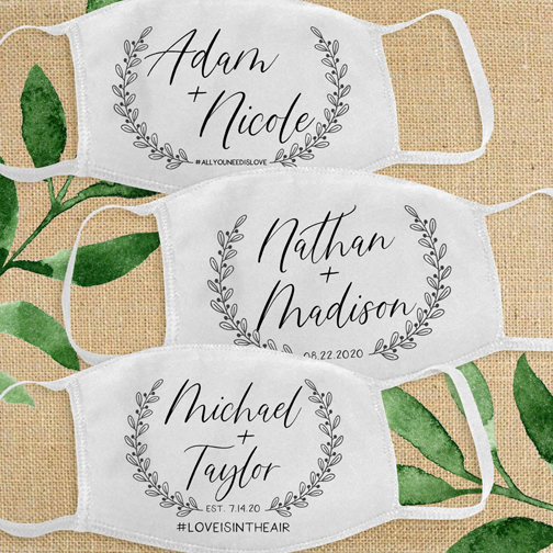 Personalized Covid-19 wedding masks.